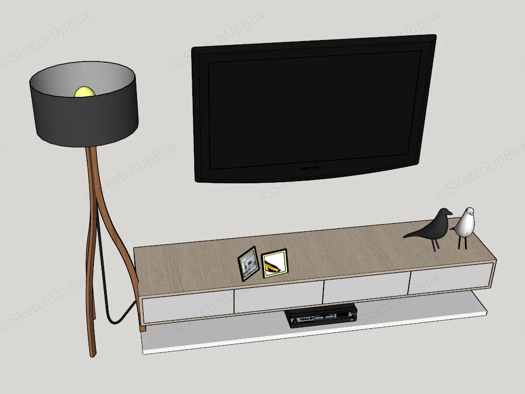 Modern Living Room TV Unit And Media Console Sketchup 3D Model Preview - SketchupBox
