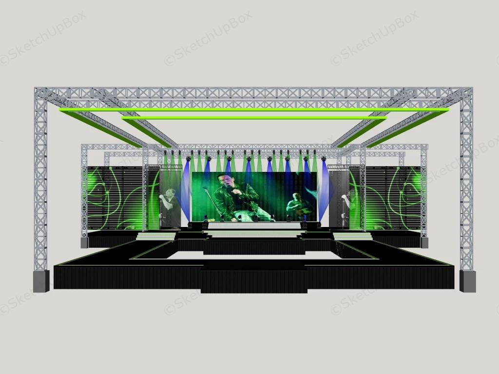 Modern Concert Stage Truss And Lighting System Sketchup 3D Model Preview - SketchupBox