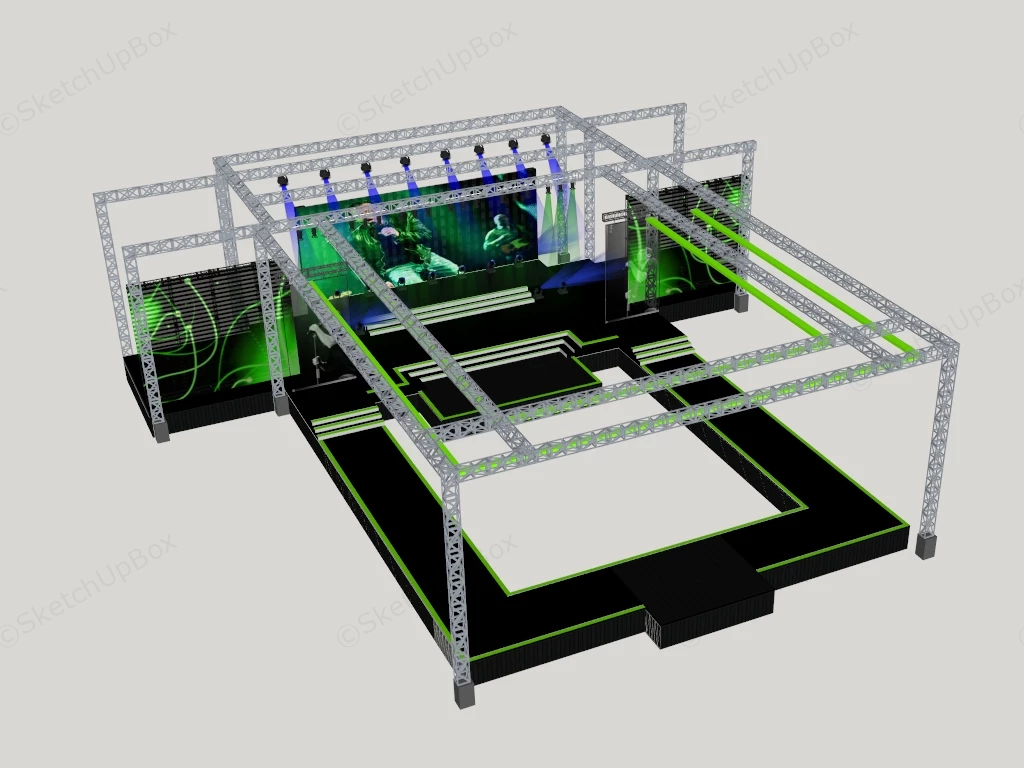 Modern Concert Stage Truss And Lighting System Sketchup 3D Model Preview - SketchupBox