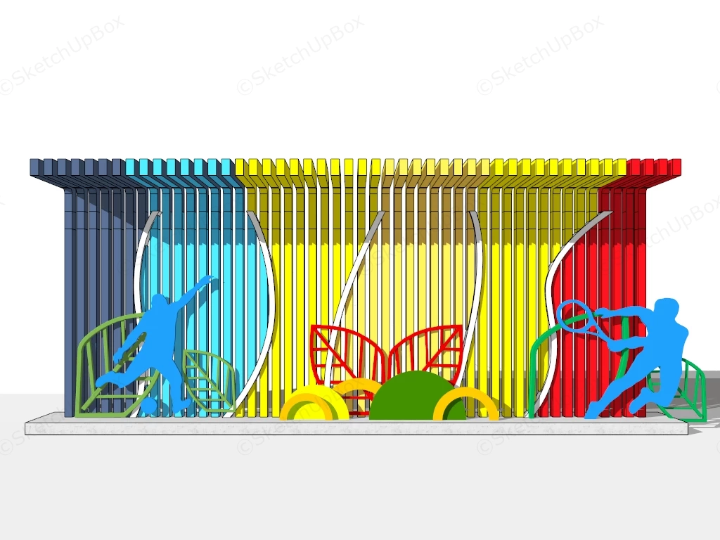 Modern Sports Themed Landscape Sculpture And Feature Wall Sketchup 3D Model Preview - SketchupBox