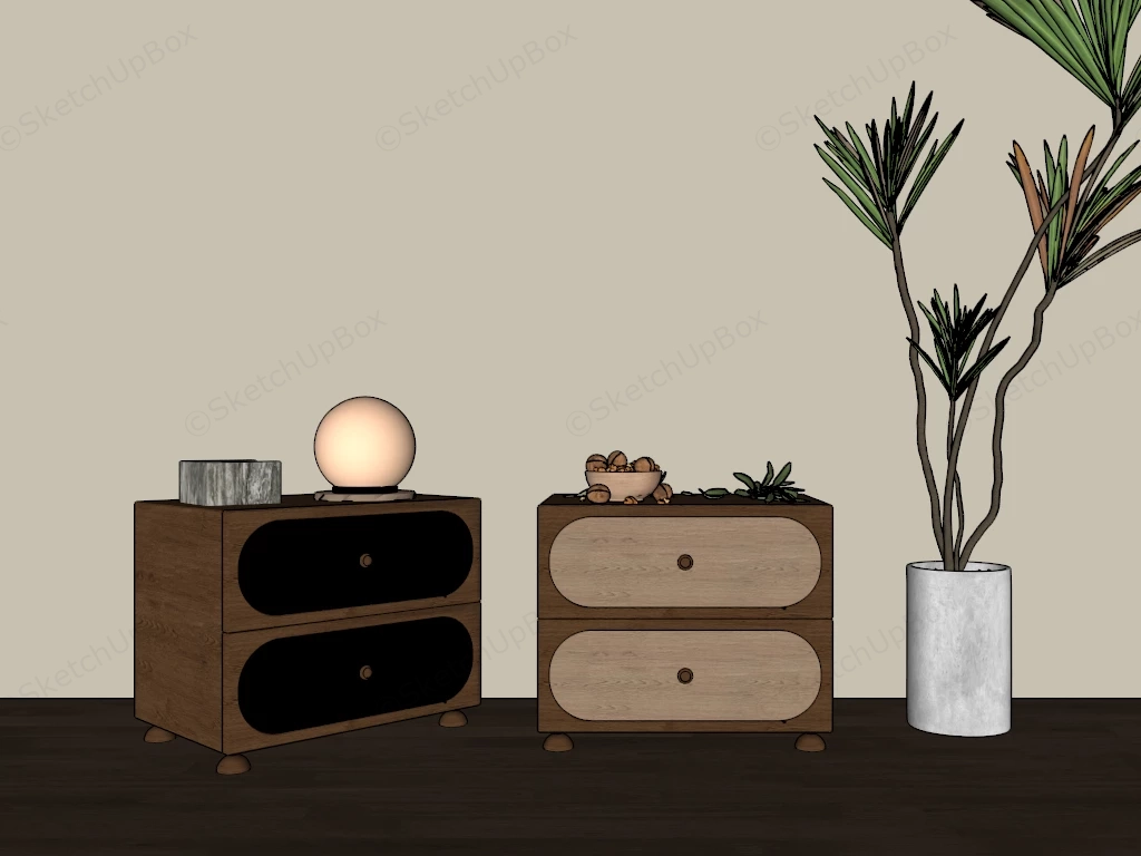 Modern Capsule Drawer Nightstands Sketchup 3D Model Preview - SketchupBox