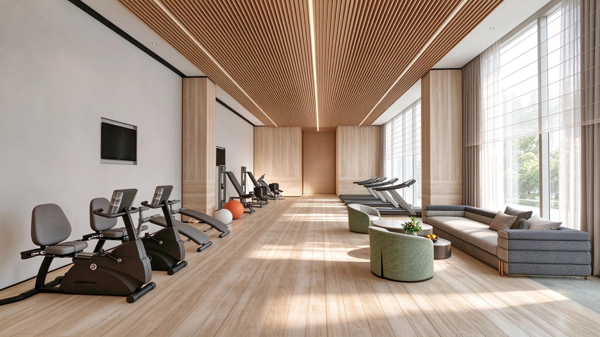 Modern Luxury Hotel Gym And Fitness Center Sketchup 3D Model Preview - SketchupBox