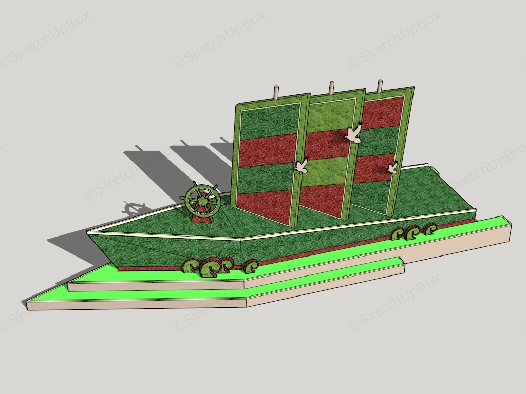 Topiary Sailboat Floral Sculpture Sketchup 3D Model Preview - SketchupBox
