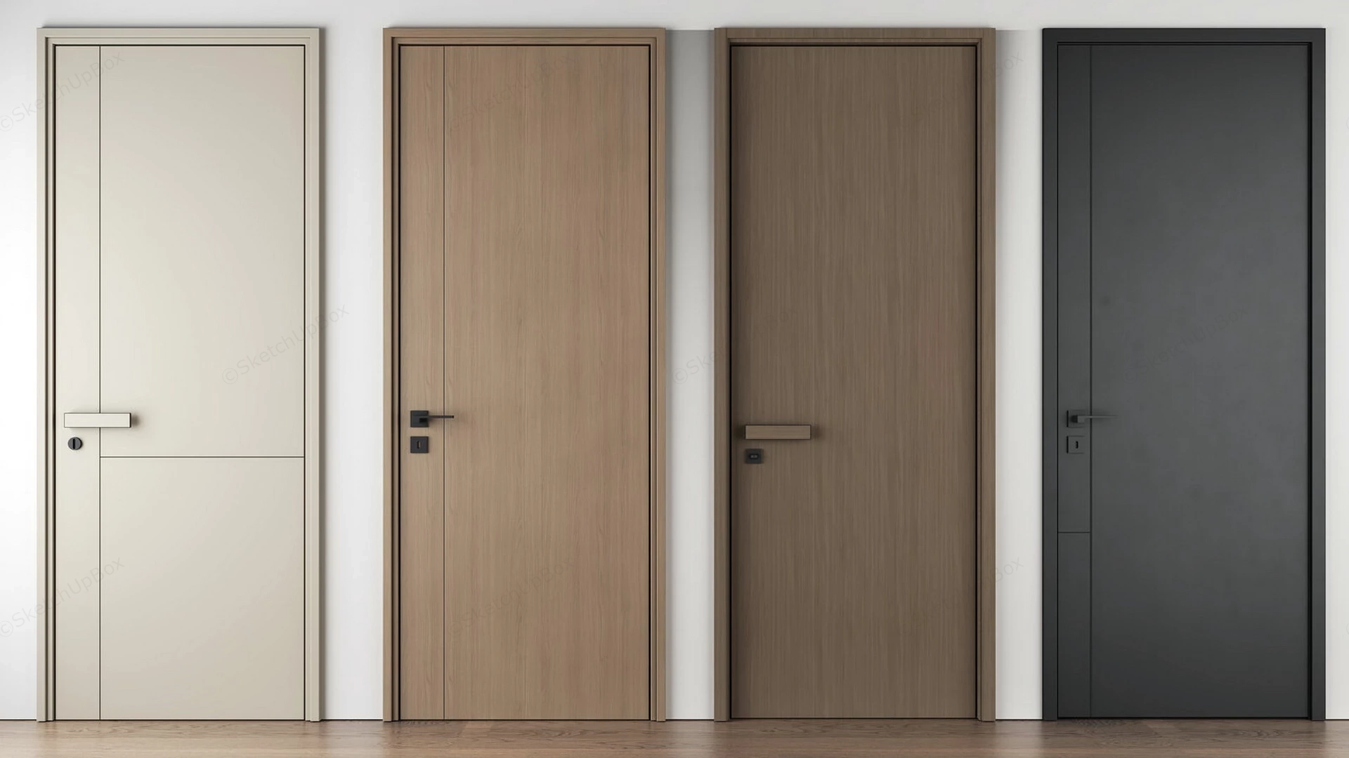 Modern Minimalist Interior Doors Collection Sketchup 3D Model Preview - SketchupBox