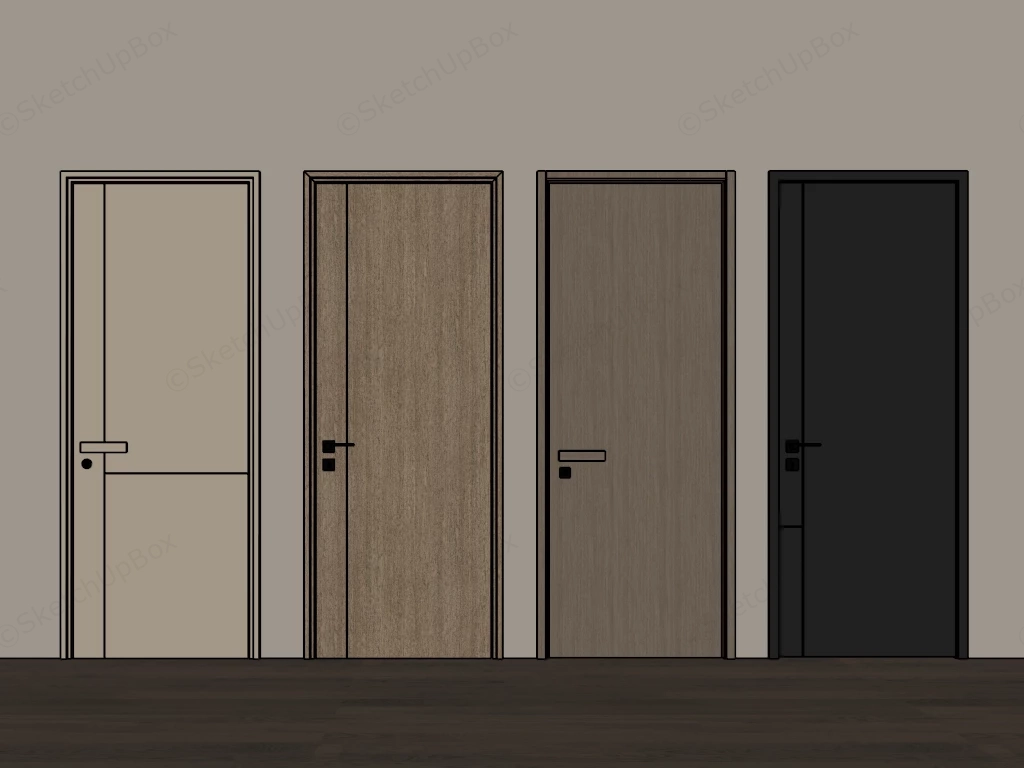Modern Minimalist Interior Doors Collection Sketchup 3D Model Preview - SketchupBox