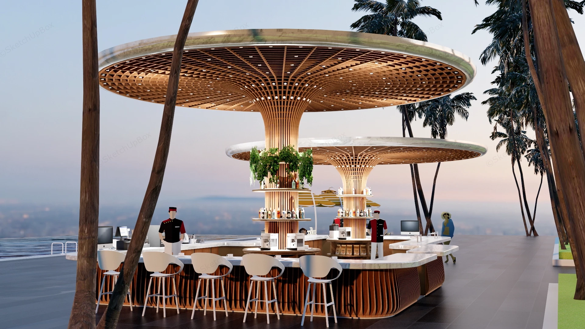 Luxury Resort Poolside Bar And Lounge Sketchup 3D Model Preview - SketchupBox