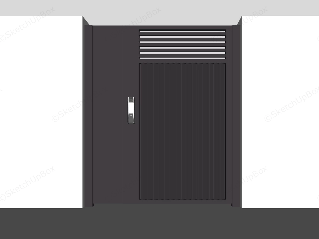 Modern Black Metal Security Door And Smart Gate Sketchup 3D Model Preview - SketchupBox
