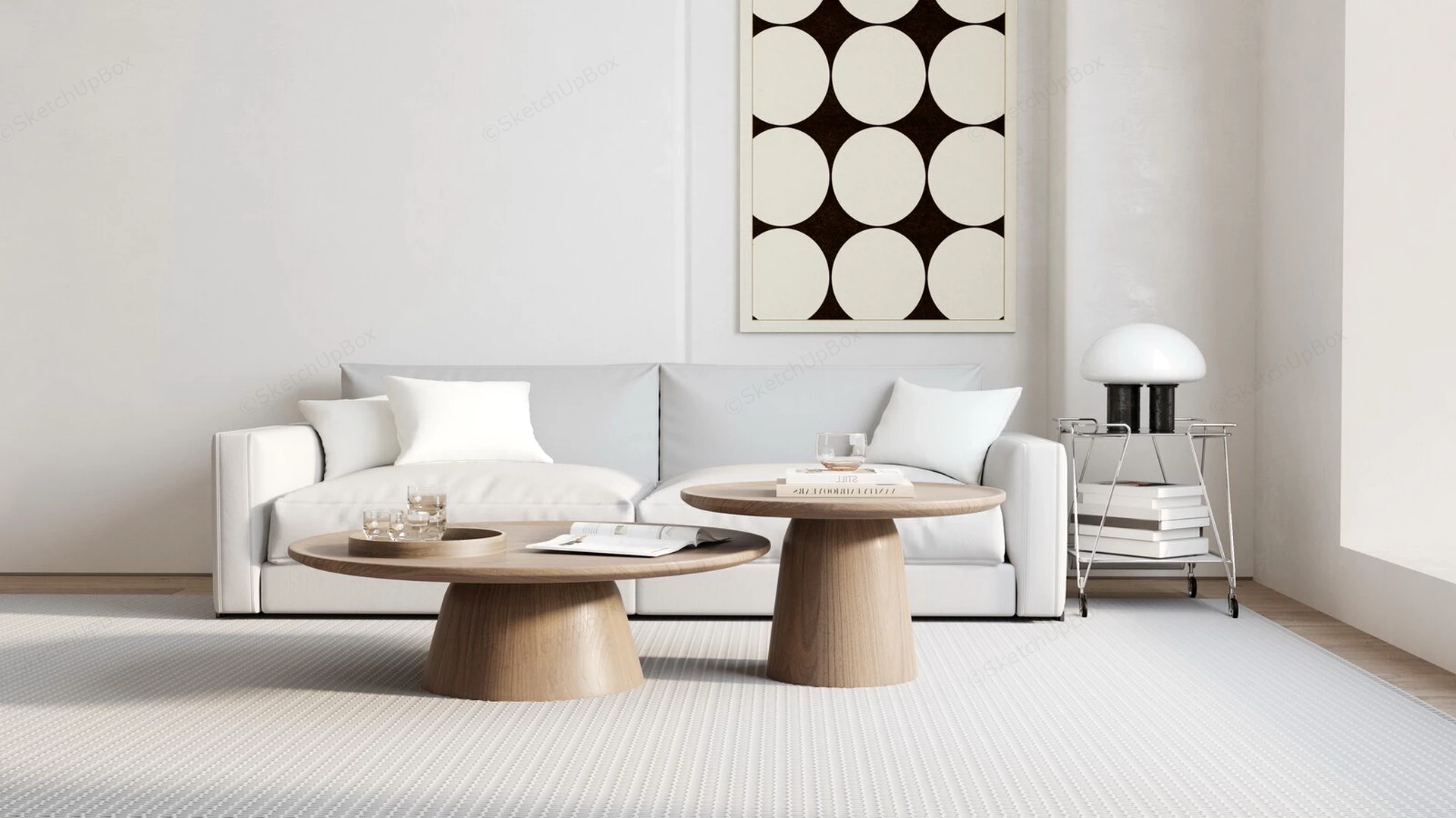 Modern Japanese Scandinavian Living Room Sketchup 3D Model Preview - SketchupBox