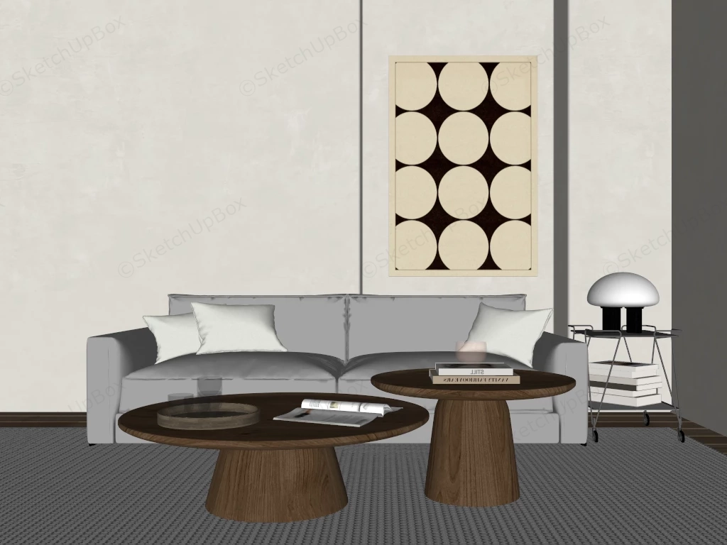 Modern Japanese Scandinavian Living Room Sketchup 3D Model Preview - SketchupBox