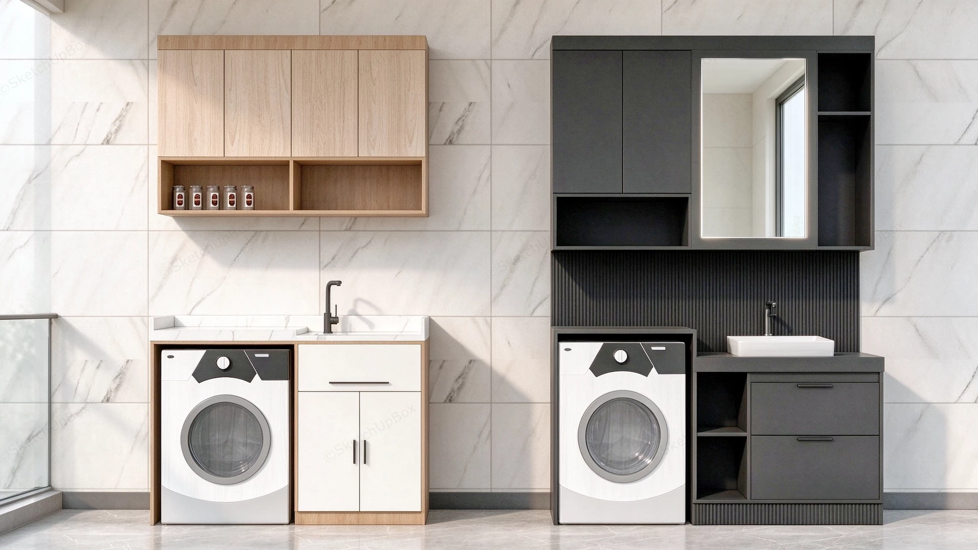 Modern Laundry Cabinet And Vanity Combos Sketchup 3D Model Preview - SketchupBox
