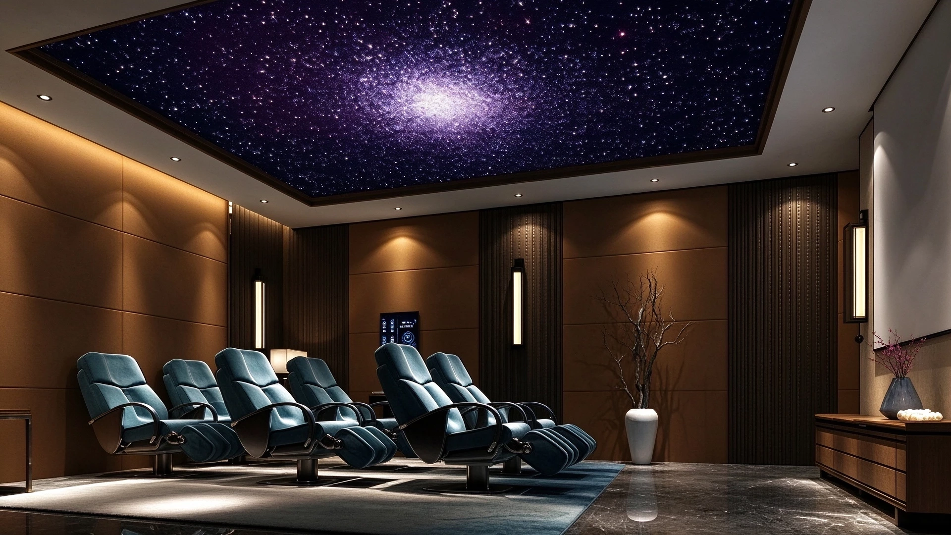 Modern Luxury Private Home Theater With Starry Ceiling Sketchup 3D Model Preview - SketchupBox