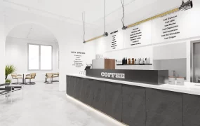 Ultra Minimalist Industrial Cafe Design