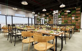 Spacious Modern Industrial Style Restaurant Layout