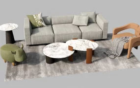 Contemporary Earth Toned Living Room Furniture Layout