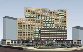 Modern Commercial And Retail Complex With Sunken Plaza SketchUp 3D Model