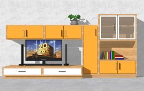 Orange TV Stand Wall Unit with Cabinet