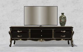 French Style Black TV Stand