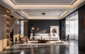 Modern Dark Minimalist Living Room Suite