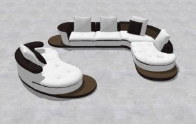 Modern Curved Leather Sectional Sofa