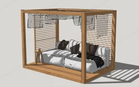 Wood Pergola With Built In Sofa