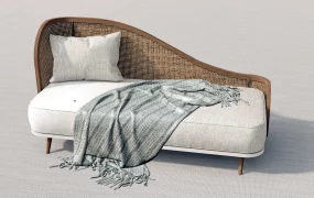 Vintage Wicker Chaise Longue
