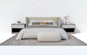 Grey Upholstered Bed With Nightstands