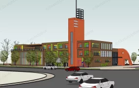 Colorful Kindergarten School Building