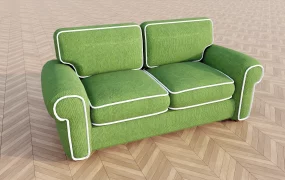 Green Fabric Modern Living Room Loveseat