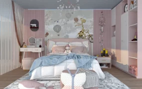 White And Pink Girls Bedroom