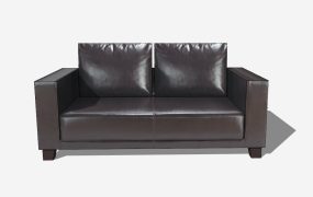 Dark Brown Leather Loveseat