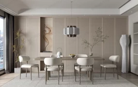 Comfortable Dining Room With Accent Wall
