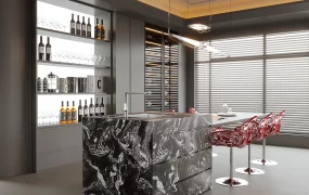Grey Contemporary Home Bar Design