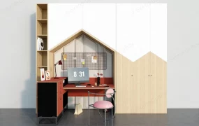 Wardrobe With Study Desk Design Idea
