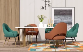 Modern Dining Table And Chair Set SketchUp 3D Model
