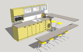 Yellow Kitchen with Breakfast Bar