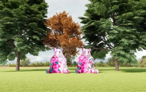 Colorful Panda Sculpture