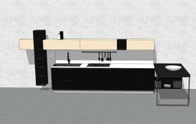 Black Straight Kitchen Design Idea