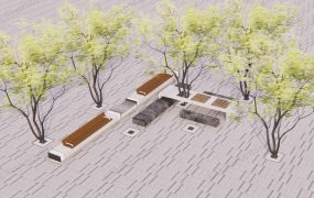 Landscape Stone Bench In Park