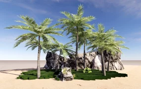 Rock And Palm Trees