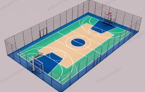 Basketball Court With Fence Around