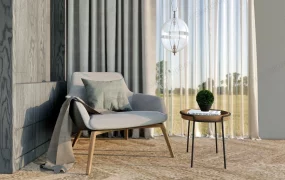 Modern Armchair And Table Set