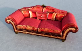 Traditional Classic Red Sofa