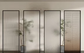 Modern Black Framed Glass Partition Panels