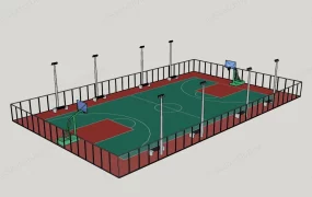 Outdoor Basketball Court With Fence