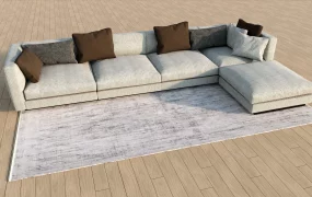 Beige Fabric Sectional Sofa