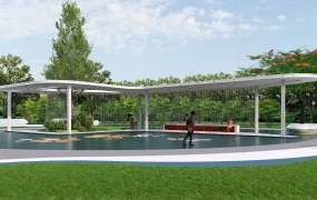 Modern Pergola In Park