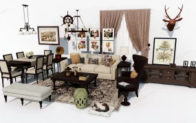 Traditional Living Room Dining Room Furniture Set