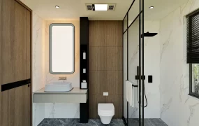 White And Wood Bathroom