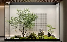 Indoor Garden With Glass Wall