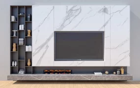 Marble TV Wall With Storage